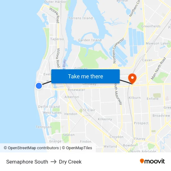 Semaphore South to Dry Creek map