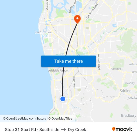 Stop 31 Sturt Rd - South side to Dry Creek map