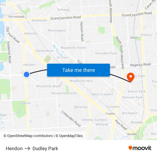 Hendon to Dudley Park map