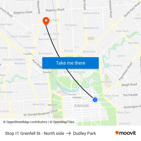 Stop I1 Grenfell St - North side to Dudley Park map