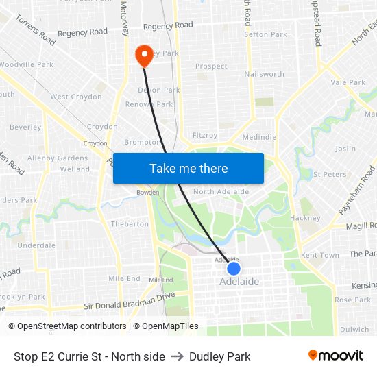 Stop E2 Currie St - North side to Dudley Park map