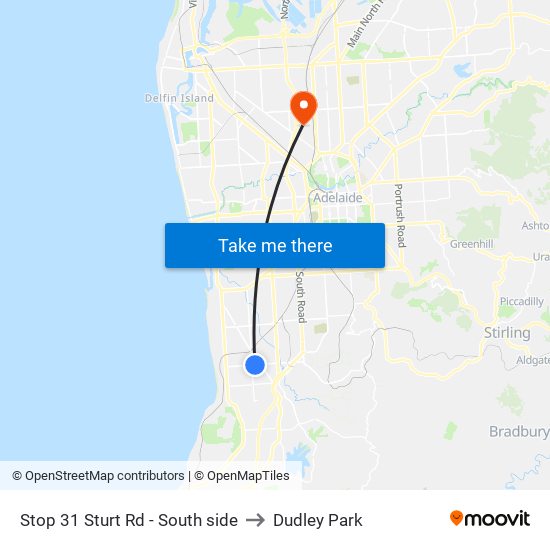 Stop 31 Sturt Rd - South side to Dudley Park map