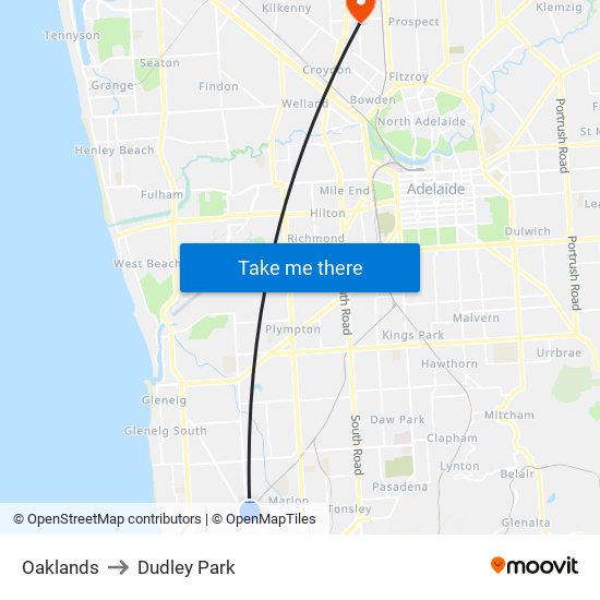 Oaklands to Dudley Park map