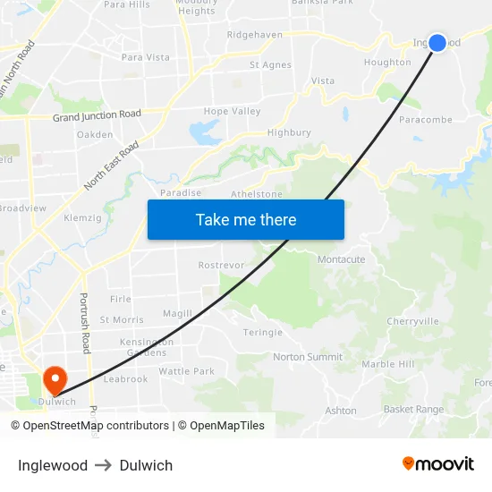 Inglewood to Dulwich map