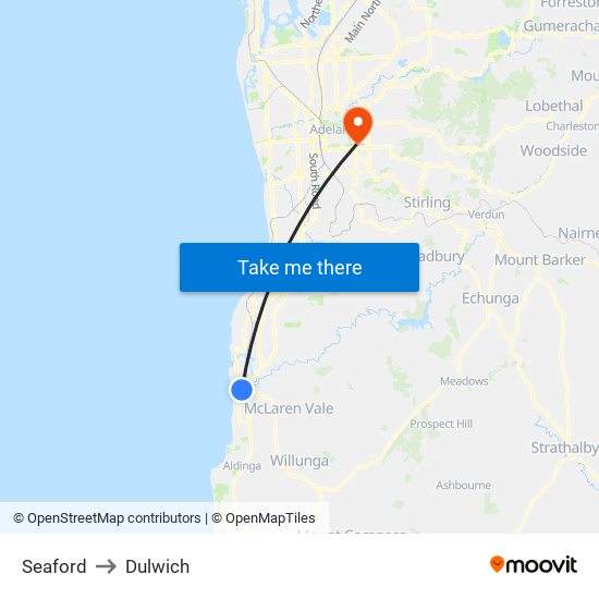 Seaford to Dulwich map