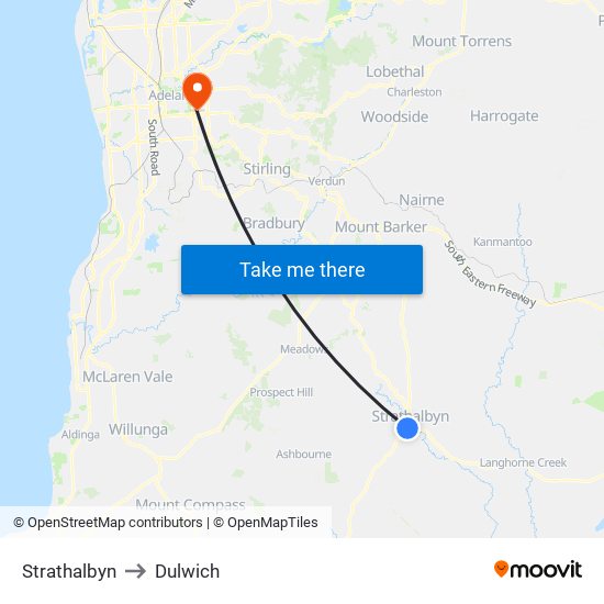 Strathalbyn to Dulwich map