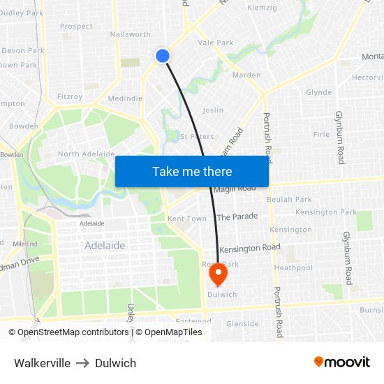 Walkerville to Dulwich map