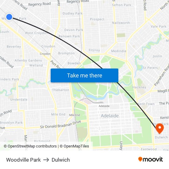 Woodville Park to Dulwich map