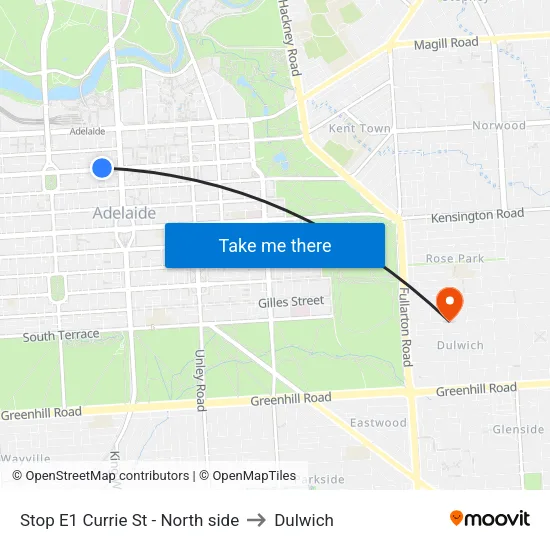 Stop E1 Currie St - North side to Dulwich map