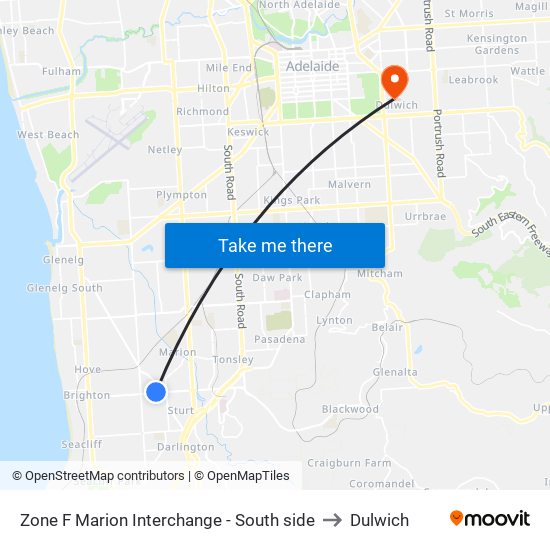 Zone F Marion Interchange - South side to Dulwich map