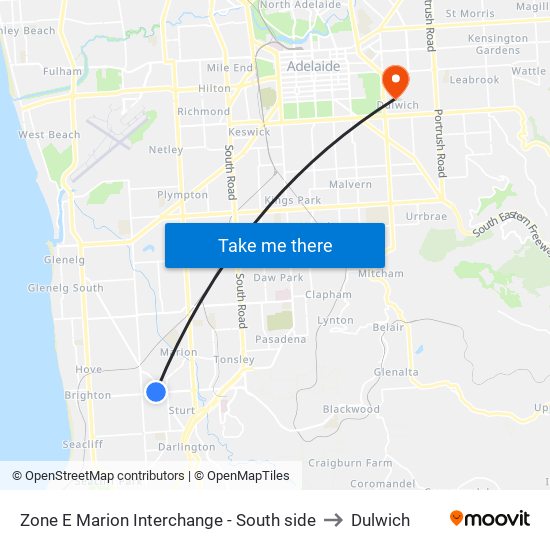 Zone E Marion Interchange - South side to Dulwich map