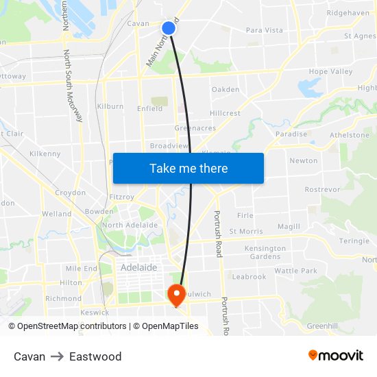 Cavan to Eastwood map