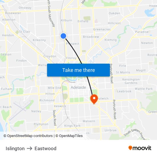 Islington to Eastwood map