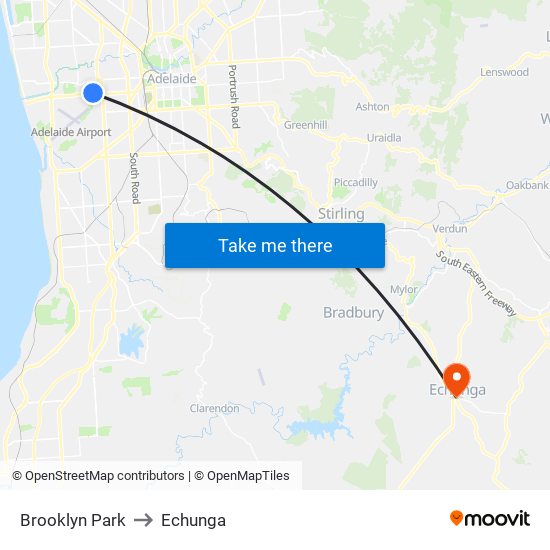 Brooklyn Park to Echunga map