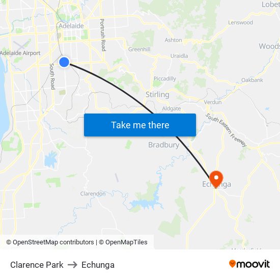 Clarence Park to Echunga map