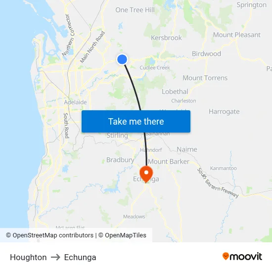 Houghton to Echunga map