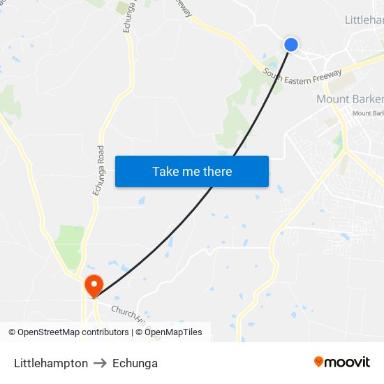 Littlehampton to Echunga map