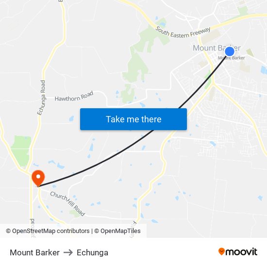 Mount Barker to Echunga map