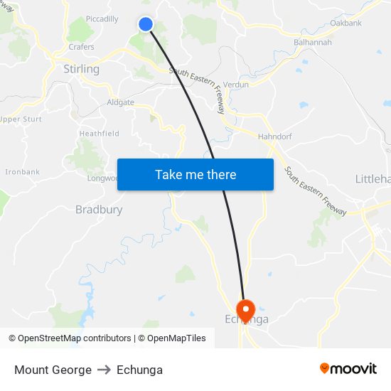 Mount George to Echunga map