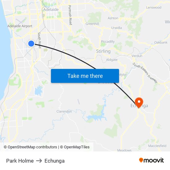 Park Holme to Echunga map