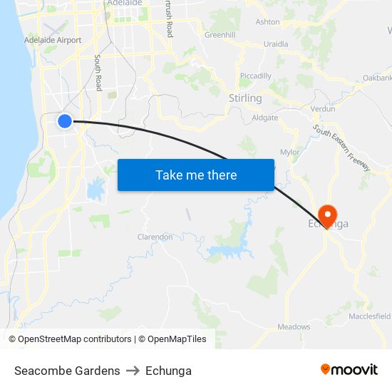 Seacombe Gardens to Echunga map