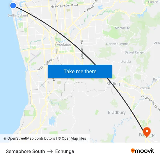 Semaphore South to Echunga map