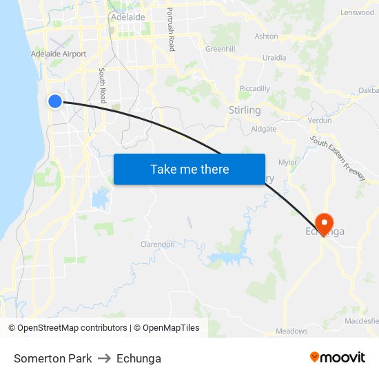 Somerton Park to Echunga map