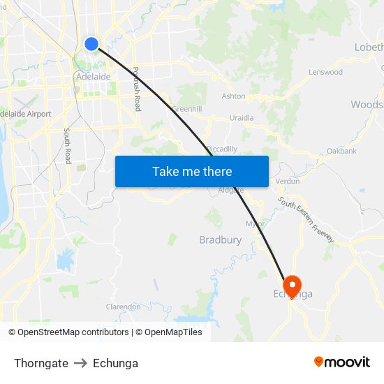 Thorngate to Echunga map