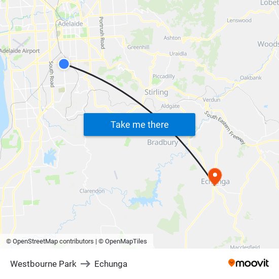 Westbourne Park to Echunga map