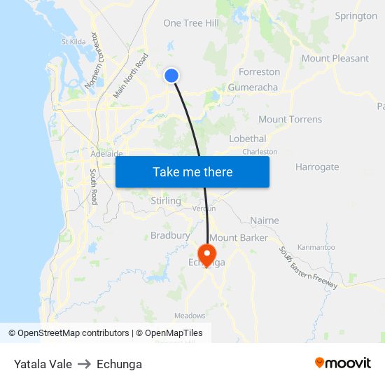 Yatala Vale to Echunga map