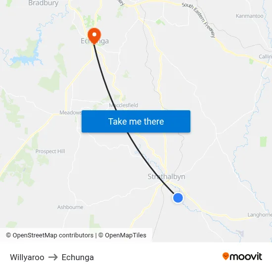 Willyaroo to Echunga map