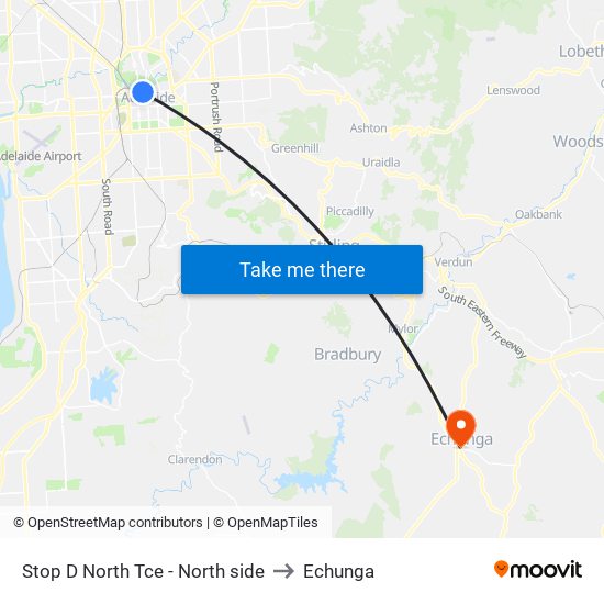 Stop D North Tce - North side to Echunga map