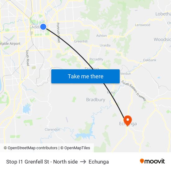 Stop I1 Grenfell St - North side to Echunga map