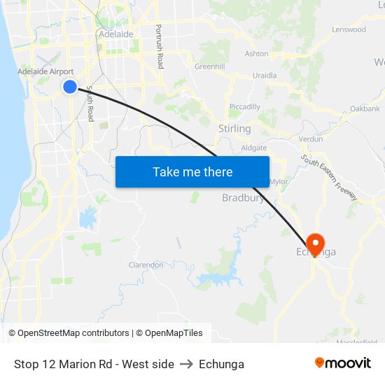 Stop 12 Marion Rd - West side to Echunga map