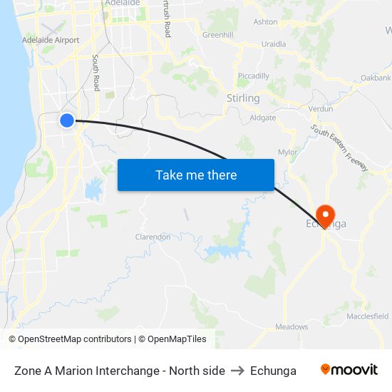 Zone A Marion Interchange - North side to Echunga map