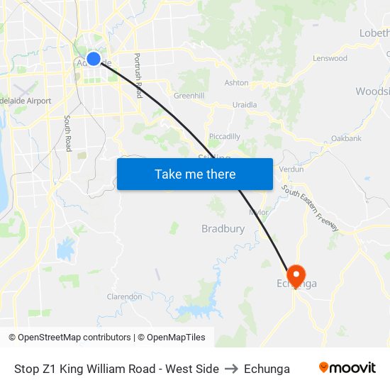 Stop Z1 King William Road - West Side to Echunga map