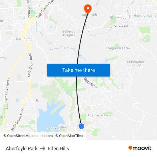 Aberfoyle Park to Eden Hills map