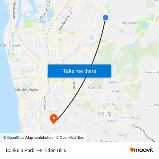 Banksia Park to Eden Hills map