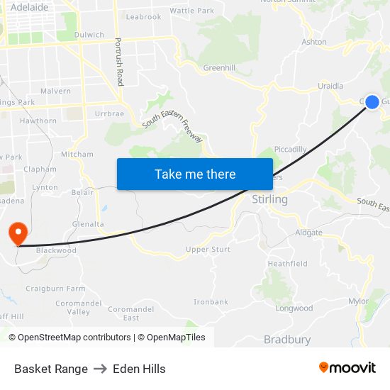 Basket Range to Eden Hills map