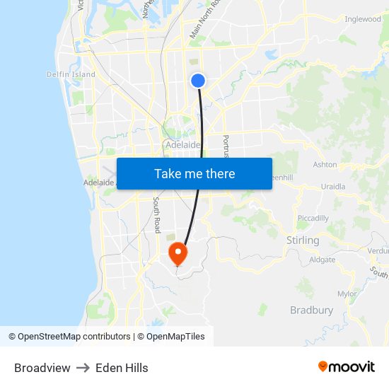 Broadview to Eden Hills map