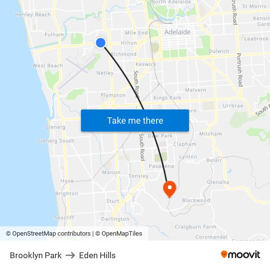 Brooklyn Park to Eden Hills map