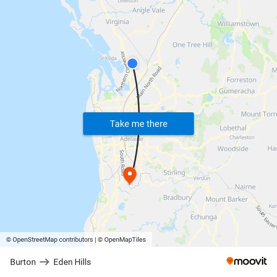 Burton to Eden Hills map