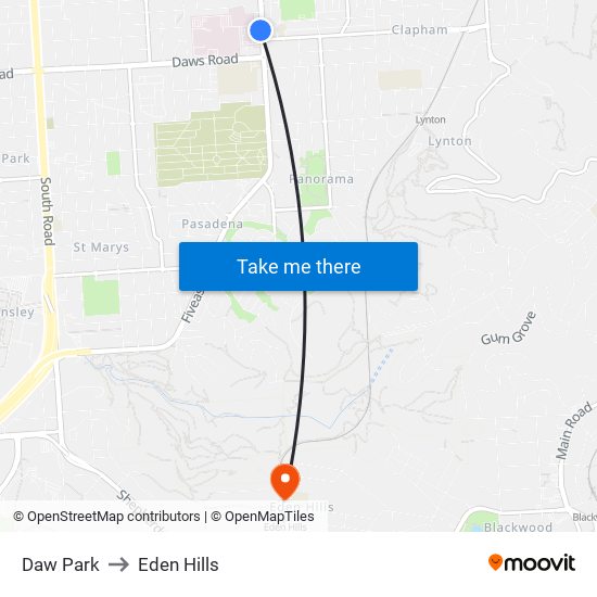 Daw Park to Eden Hills map