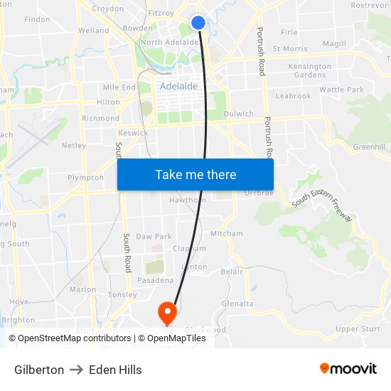 Gilberton to Eden Hills map