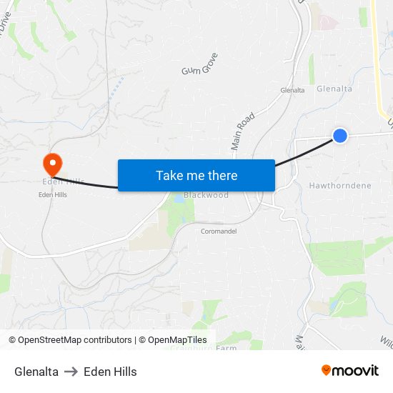 Glenalta to Eden Hills map