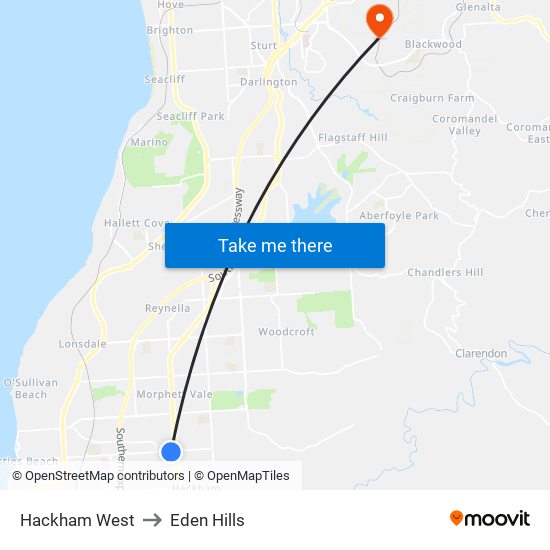 Hackham West to Eden Hills map