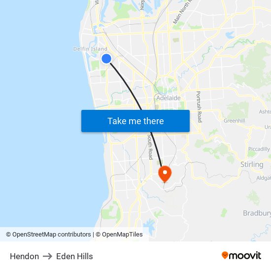 Hendon to Eden Hills map