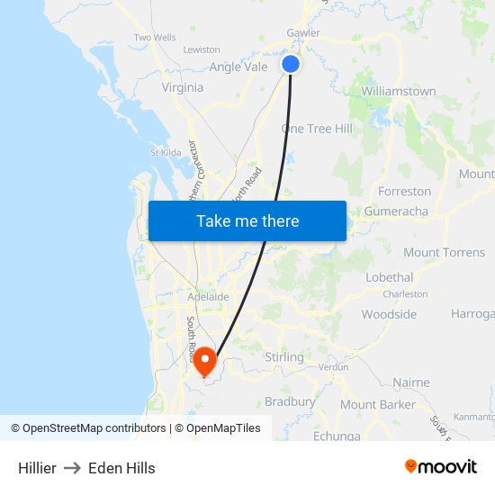 Hillier to Eden Hills map