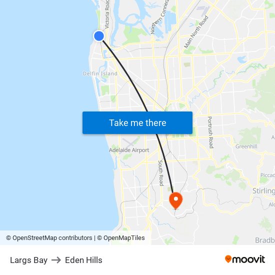 Largs Bay to Eden Hills map