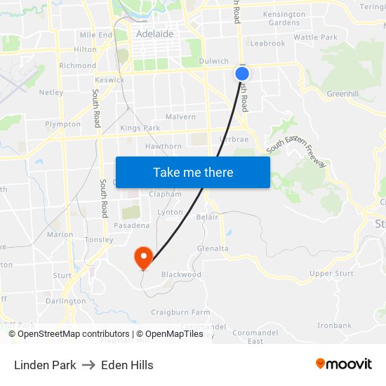 Linden Park to Eden Hills map